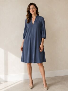 Komarov Grey A Line Jersey Shift Dress Sz S Petite